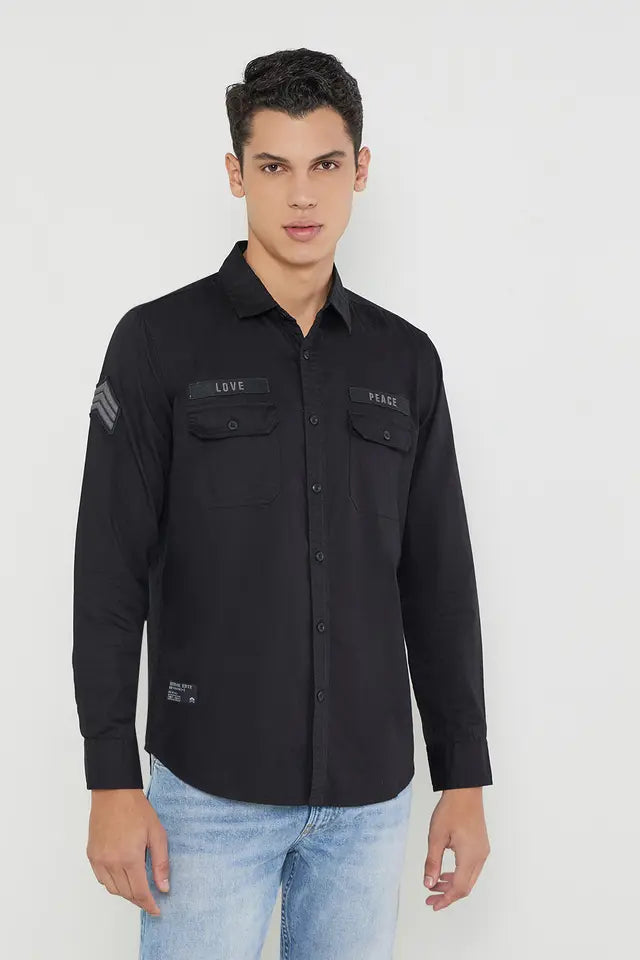 Solid Cotton Regular Fit Mens Shirts
