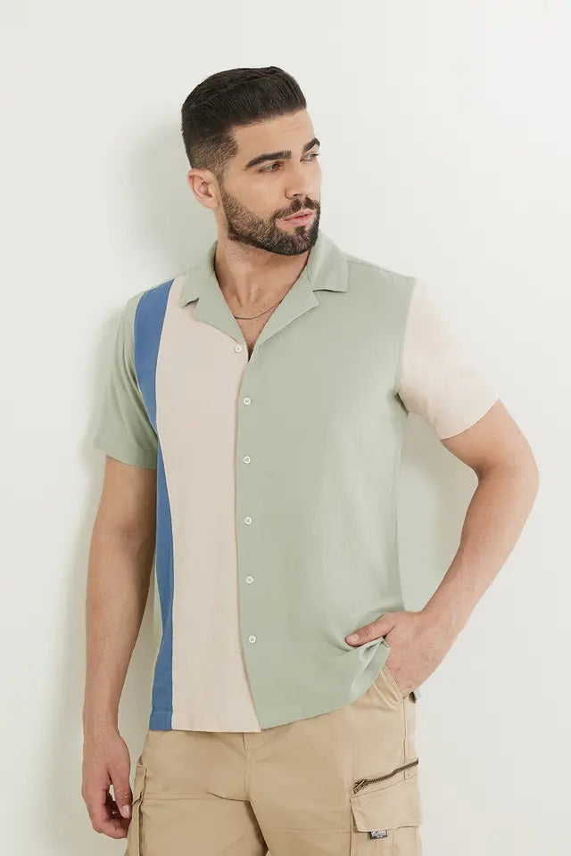 Solid Cotton Slim Fit Men Casual Shirt
