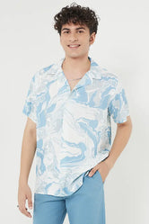 Abstract Viscose Relaxed Fit Men's Casual Shirt