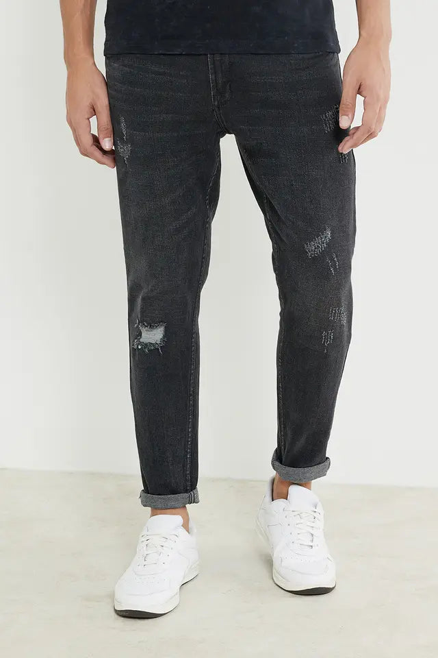 Mid Wash Cotton Lycra Tapered Fit Men's Jean